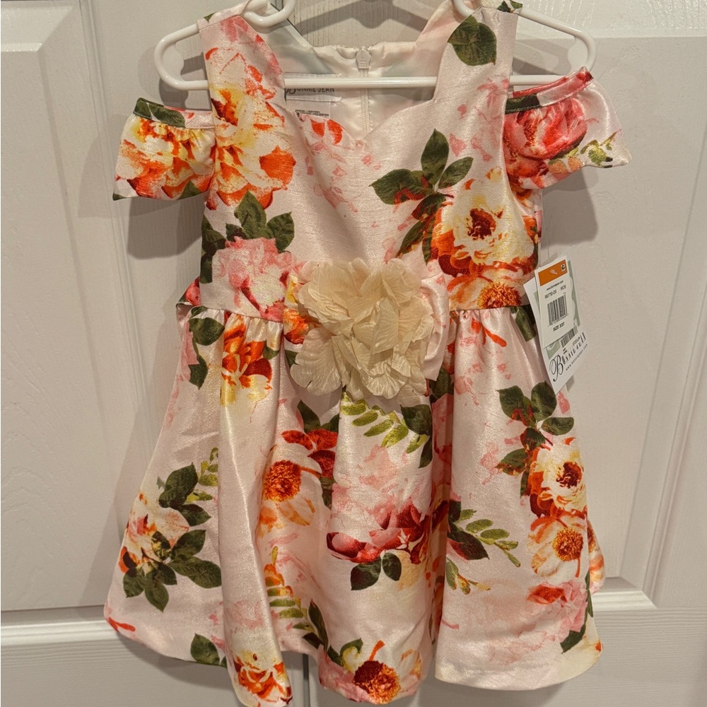 Floral Pink Dress with Cream Flower Accent
